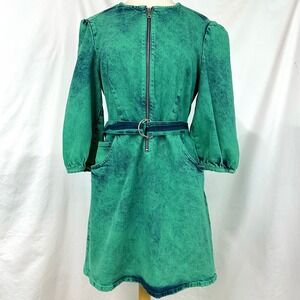 BAUM UND PFERDGARTEN ANTHROPOLOGIE Allana Green Denim Mini Dress Women's 40/US 8